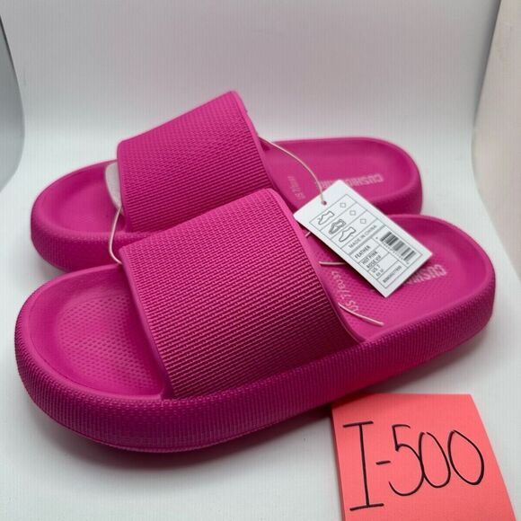 CUSHIONAIRE Women's Cloud Recovery Slide Sandals with +Comfort 7 HOT PINK - Picture 3 of 7